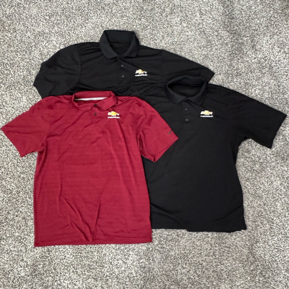 3 Large Men's Polos with Embroidered Chevrolet Logo